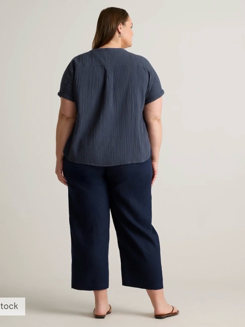 QUINCE 100% Organic Cotton Gauze Roll Sleeve Shirt Indigo Blue Size 3X - Picture 5 of 16